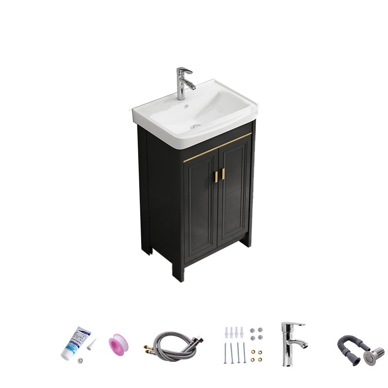 Free Standing Vanity Sink Ceramic Sink Drawers Faucet Vanity Set with Mirror