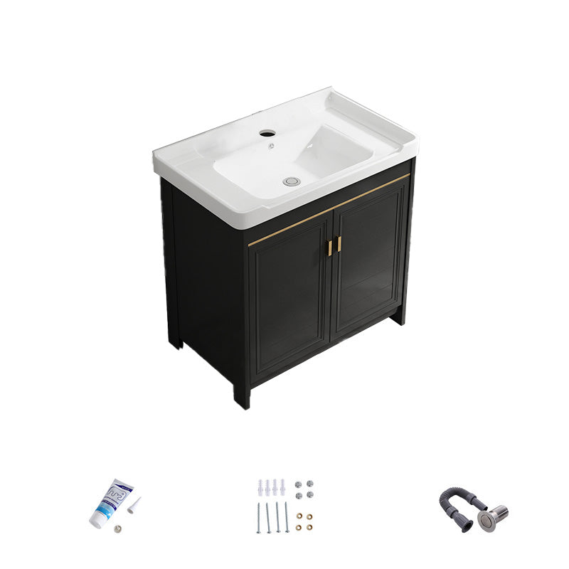 Free Standing Vanity Sink Ceramic Sink Drawers Faucet Vanity Set with Mirror