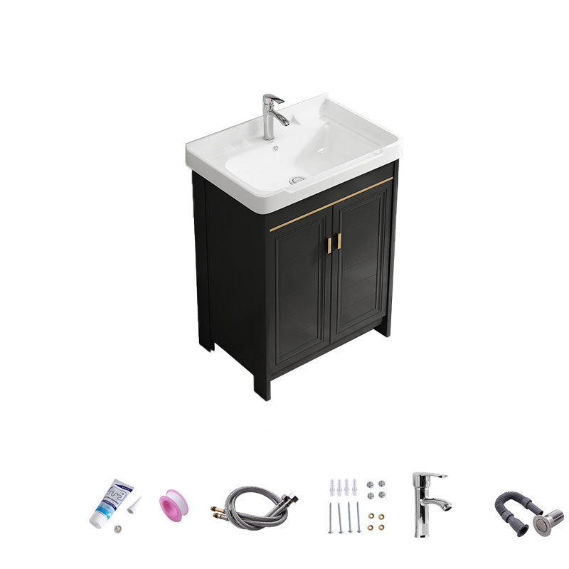 Free Standing Vanity Sink Ceramic Sink Drawers Faucet Vanity Set with Mirror