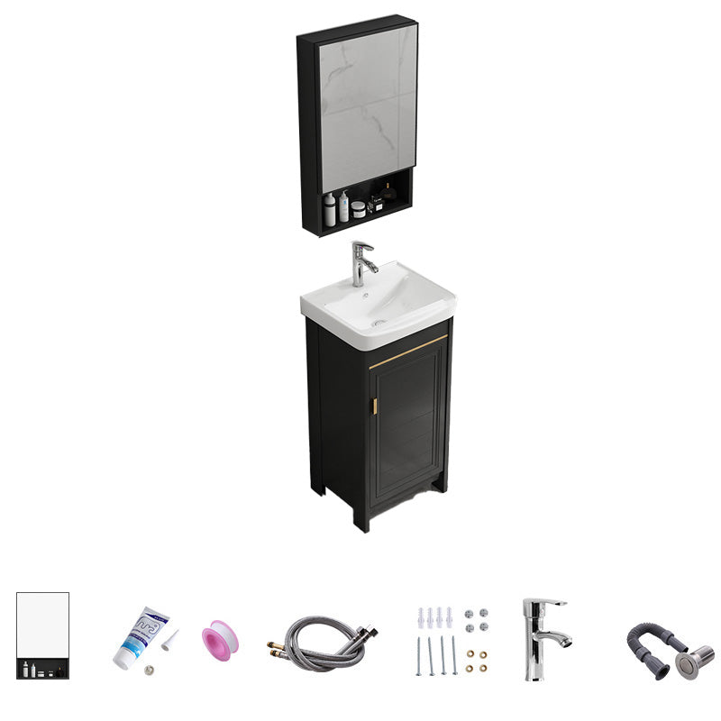 Free Standing Vanity Sink Ceramic Sink Drawers Faucet Vanity Set with Mirror