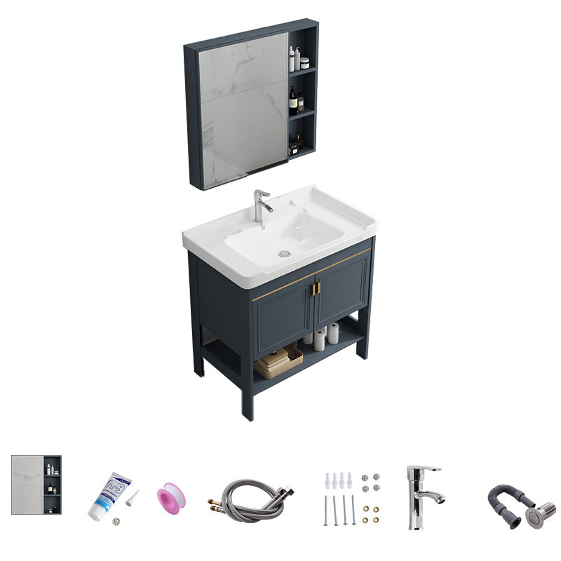 Free Standing Vanity Set Ceramic Sink Drawer Faucet Vanity with Mirror