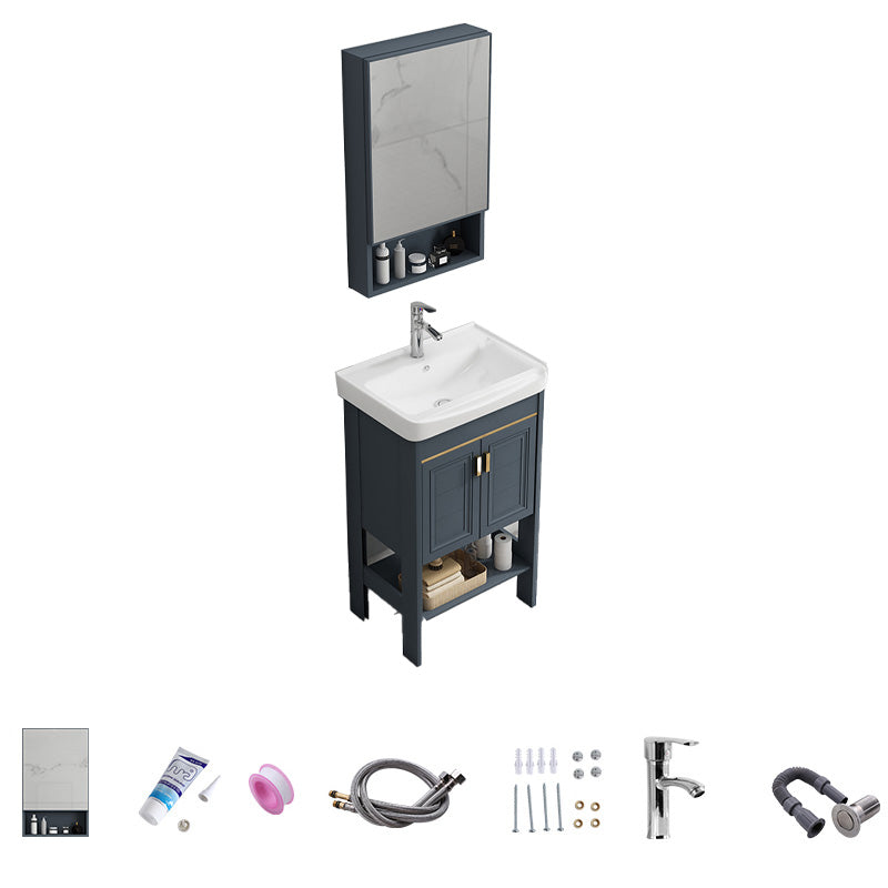 Free Standing Vanity Set Ceramic Sink Drawer Faucet Vanity with Mirror