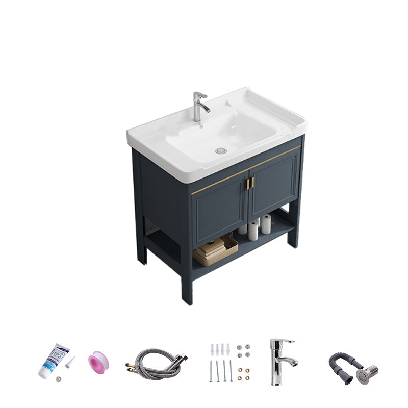 Free Standing Vanity Set Ceramic Sink Drawer Faucet Vanity with Mirror