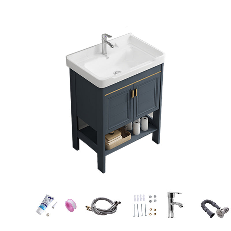 Free Standing Vanity Set Ceramic Sink Drawer Faucet Vanity with Mirror