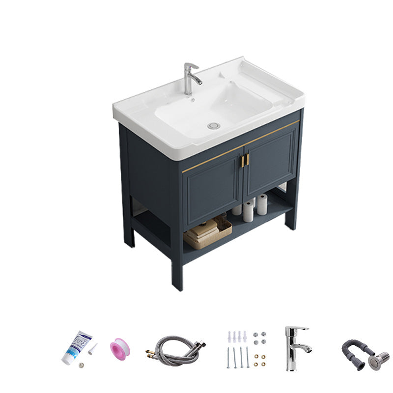 Free Standing Vanity Set Ceramic Sink Drawer Faucet Vanity with Mirror