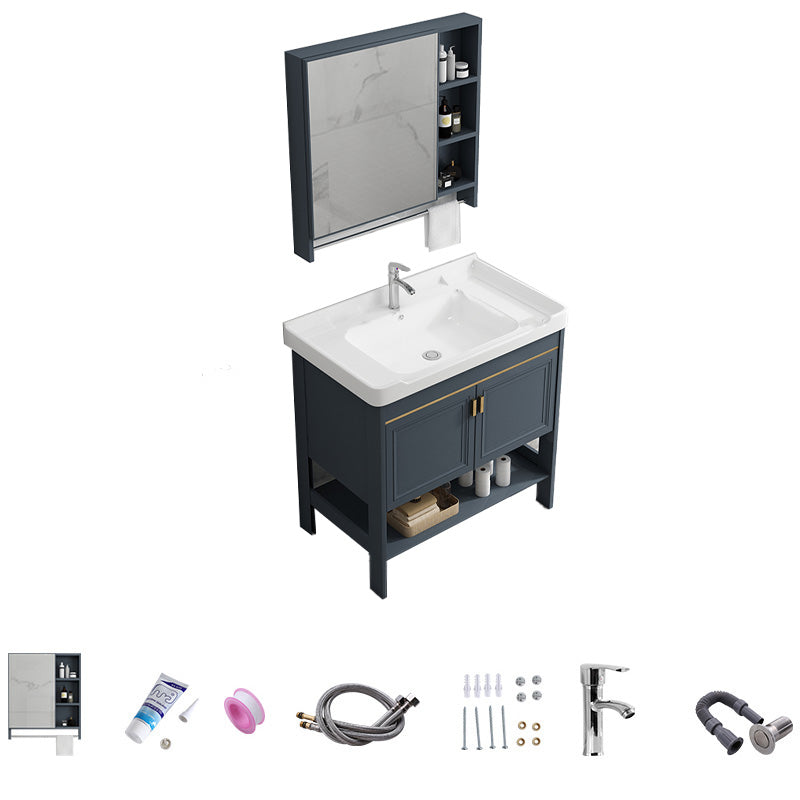 Free Standing Vanity Set Ceramic Sink Drawer Faucet Vanity with Mirror