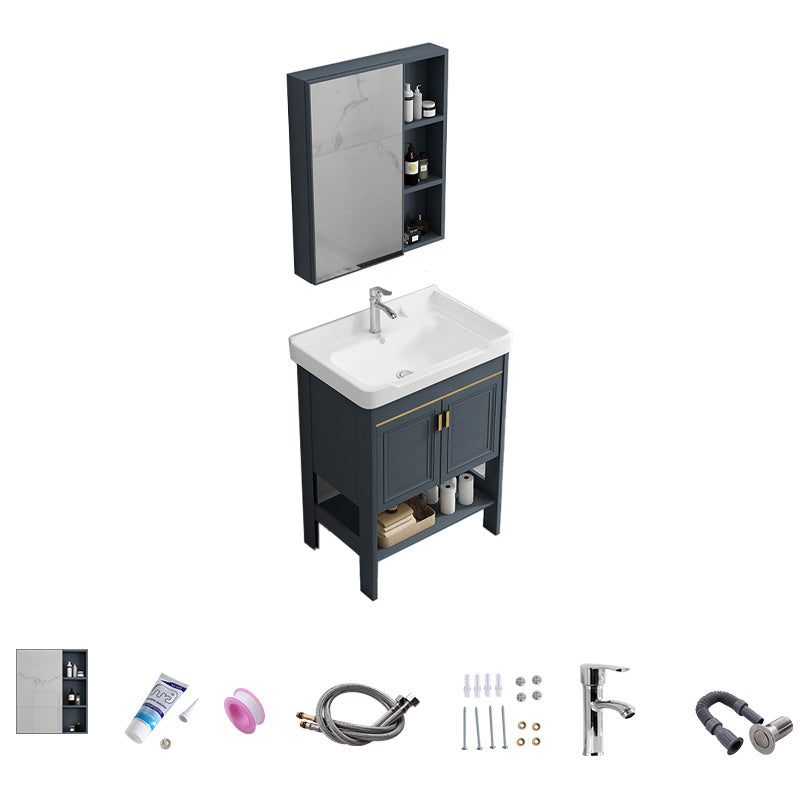 Free Standing Vanity Set Ceramic Sink Drawer Faucet Vanity with Mirror