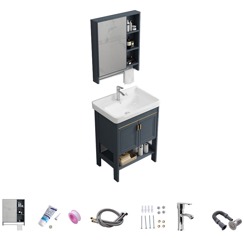 Free Standing Vanity Set Ceramic Sink Drawer Faucet Vanity with Mirror