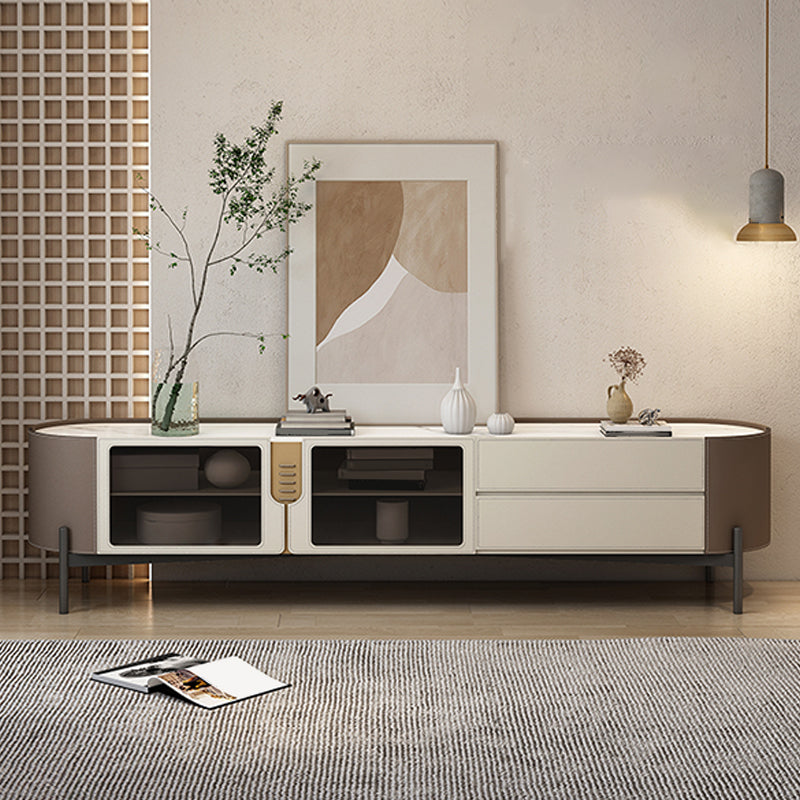 Contemporary TV Media Console Stone Media Console with Drawers