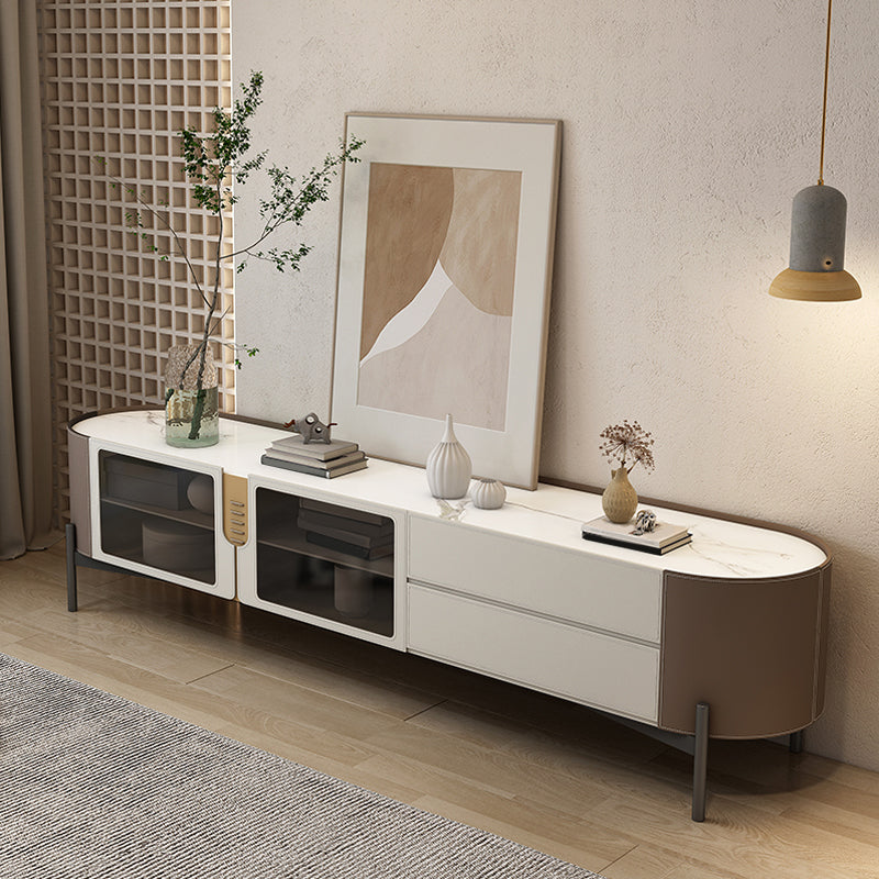 Contemporary TV Media Console Stone Media Console with Drawers