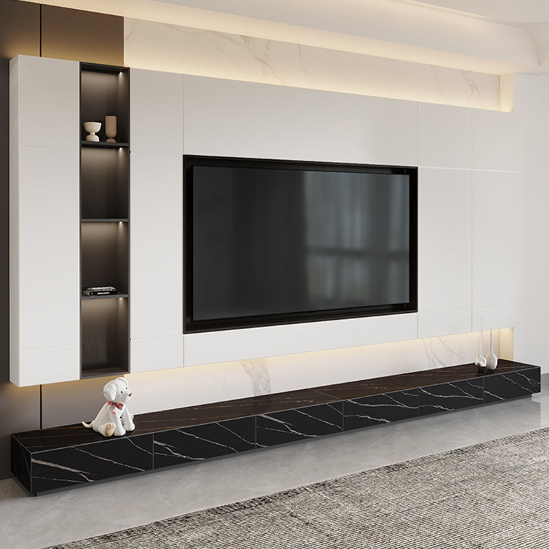 Black Stone TV Stand Console Contemporary 4 Drawers Media Console