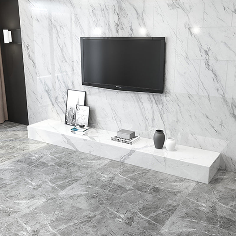 Contemporary TV Stand Console White Stone Media Console with Drawers