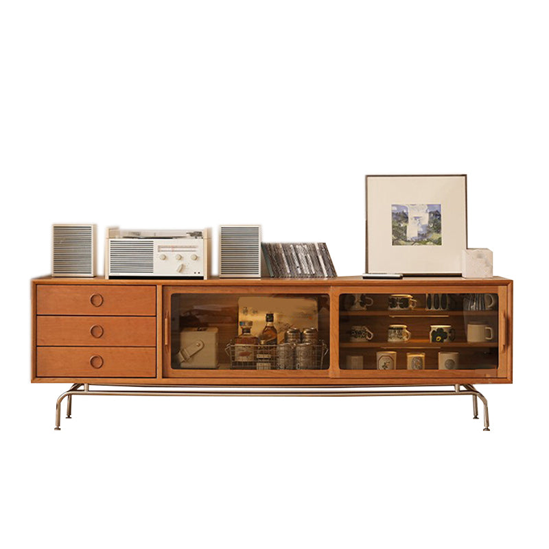 Scandinavian TV Media Console Solid Wood Media Console with Drawers