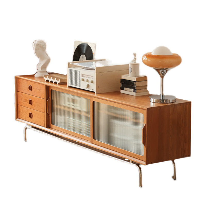 Scandinavian TV Media Console Solid Wood Media Console with Drawers