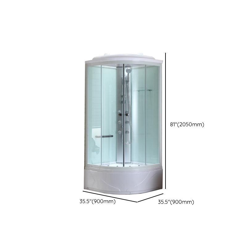 White Framed Rectangle Shower Stall Clear Tempered Glass Shower Stall