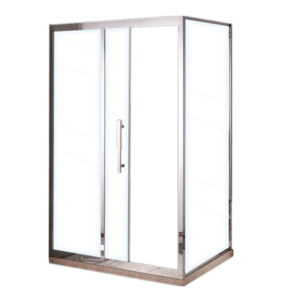 Silver Rectangle Shower Stall Clear Tempered Glass Shower Enclosure