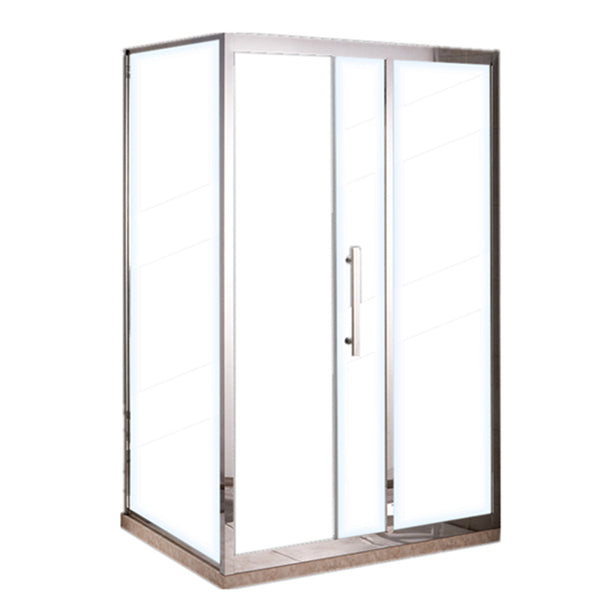 Silver Rectangle Shower Stall Clear Tempered Glass Shower Enclosure