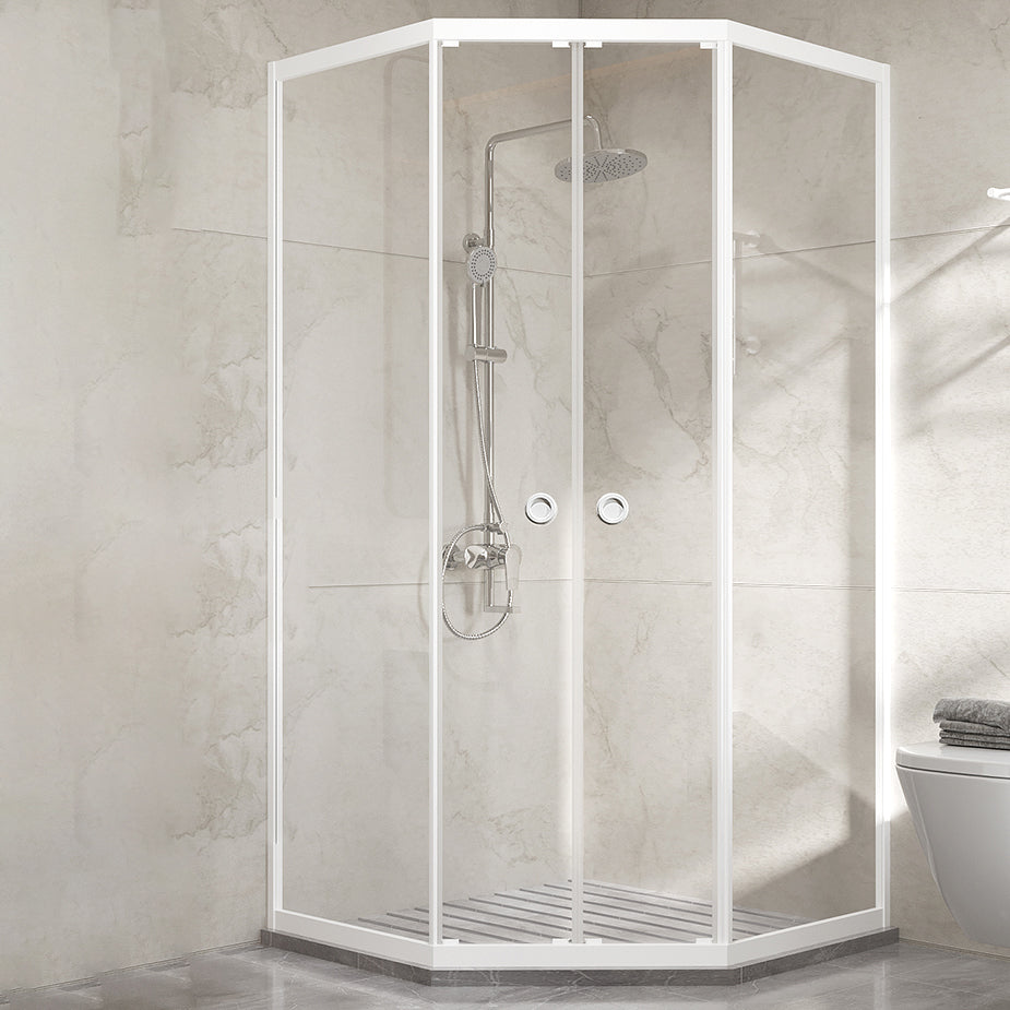 Neo-Angle Clear Tempered Shower Enclosure Framed Double Sliding Shower Kit