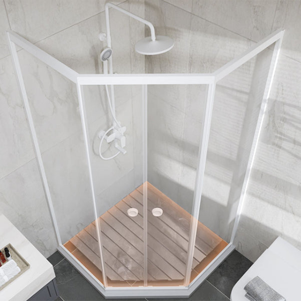 Neo-Angle Clear Tempered Shower Enclosure Framed Double Sliding Shower Kit