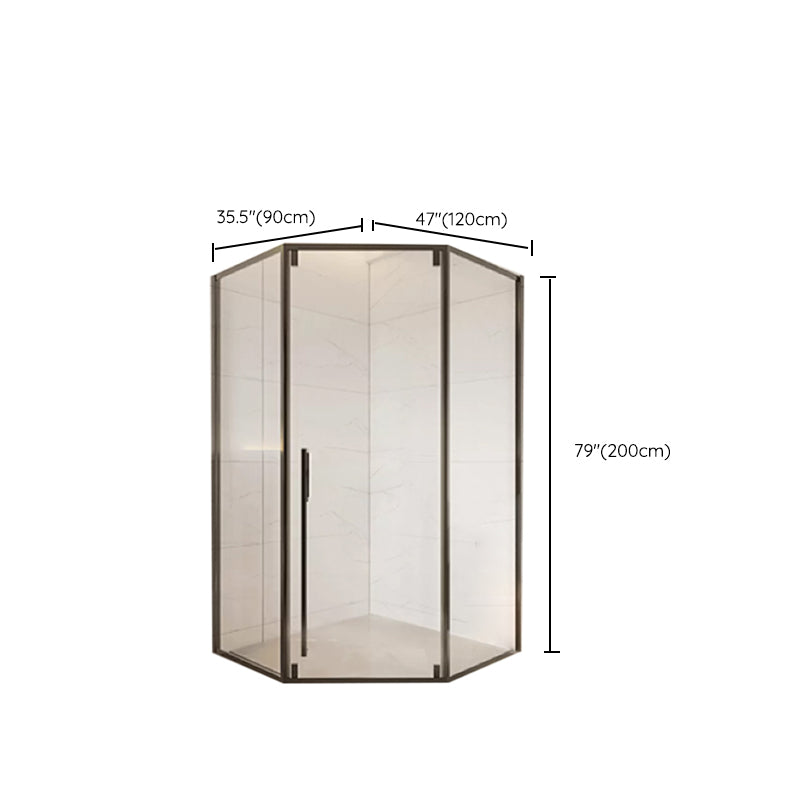 Neo-Angle Clear Tempered Shower Enclosure Framed Double Sliding Shower Kit