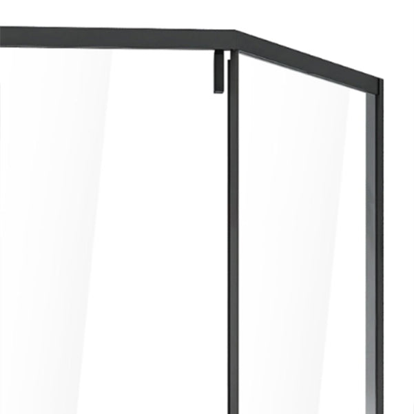 Neo-Angle Black Frame Shower Enclosure Tempered Glass Shower Stall with Fixed Panel