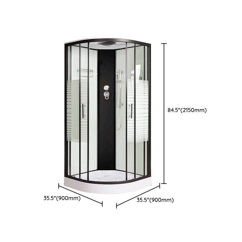 Rounded Shower Stall Double Sliding Shower Stall with Towel Bar