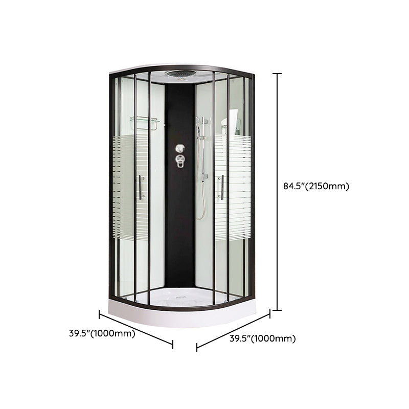 Rounded Shower Stall Double Sliding Shower Stall with Towel Bar