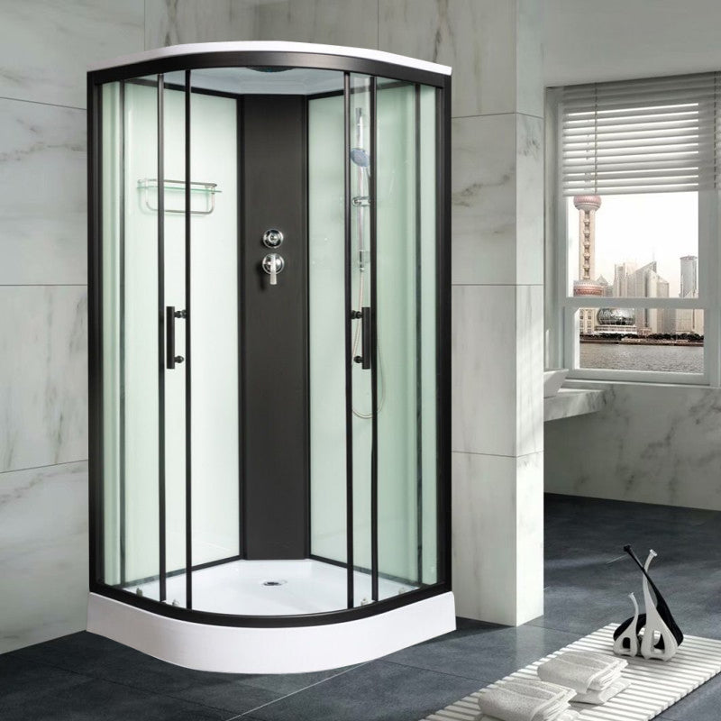 Rounded Shower Stall Double Sliding Shower Stall with Rain Shower