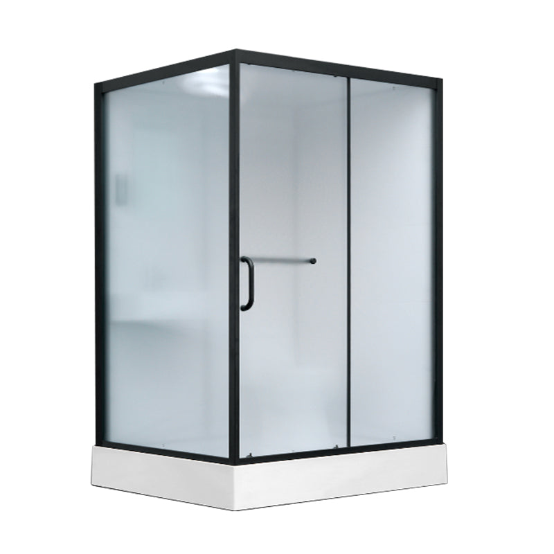 Single Sliding Shower Stall Rectangle Shower Stall with Rain Shower and Light