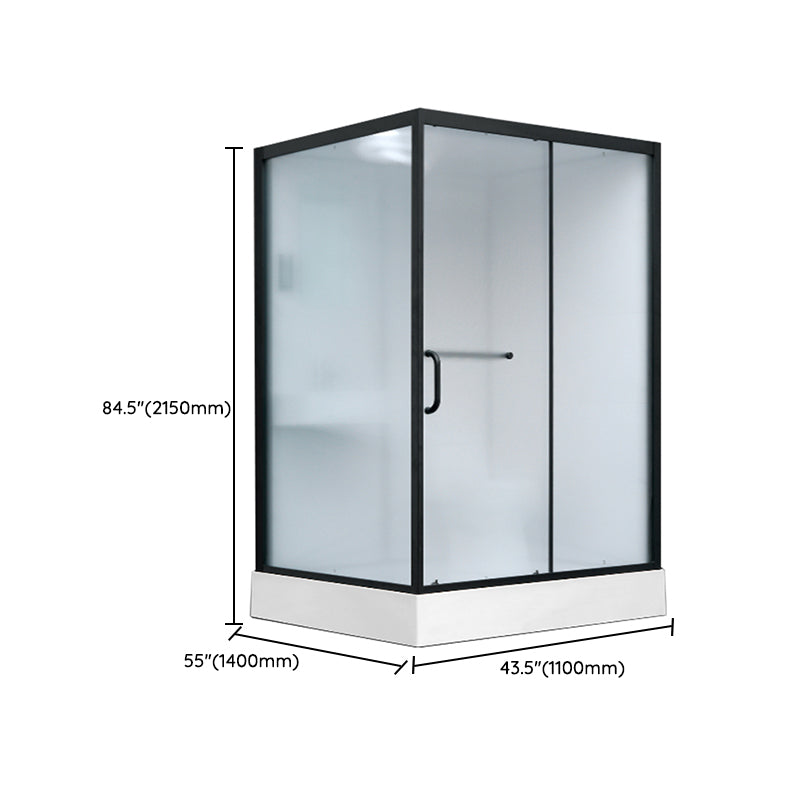 Single Sliding Shower Stall Rectangle Shower Stall with Rain Shower and Light