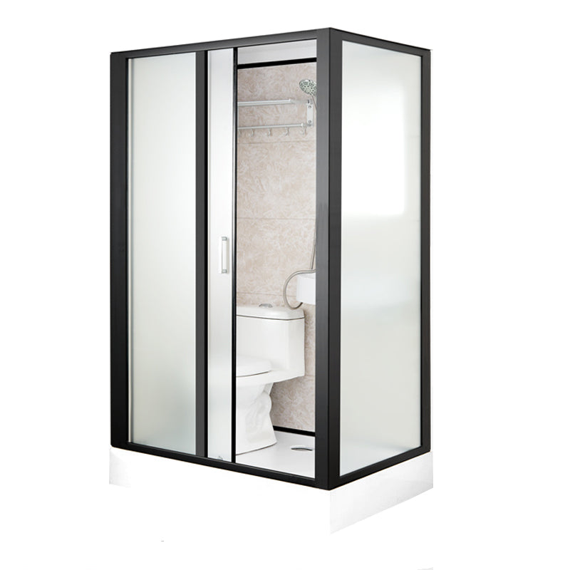 Rectangle Shower Stall Black Sliding Shower Stall with White Base