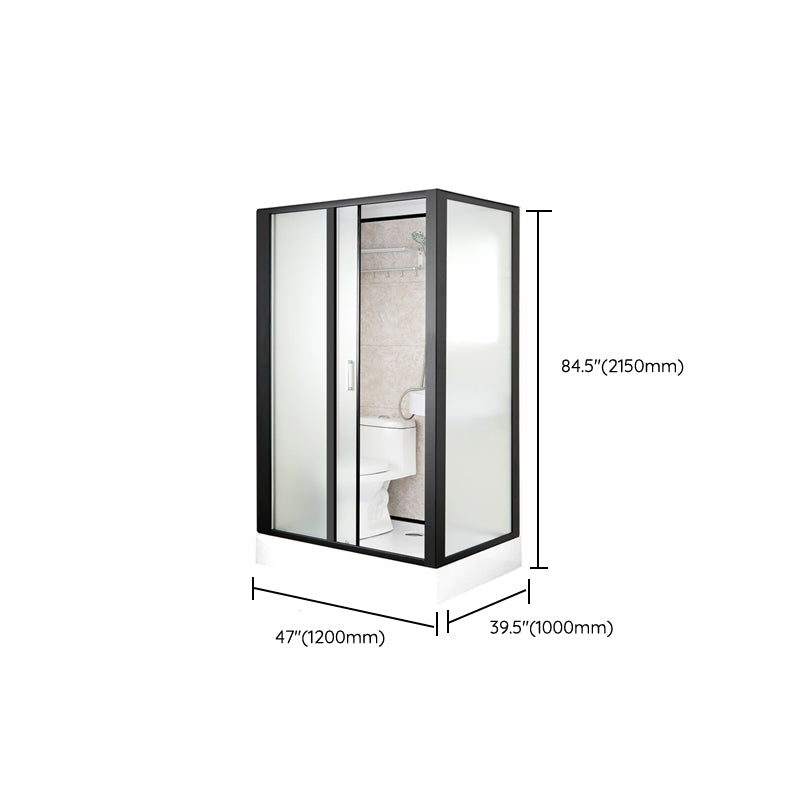 Rectangle Shower Stall Black Sliding Shower Stall with White Base