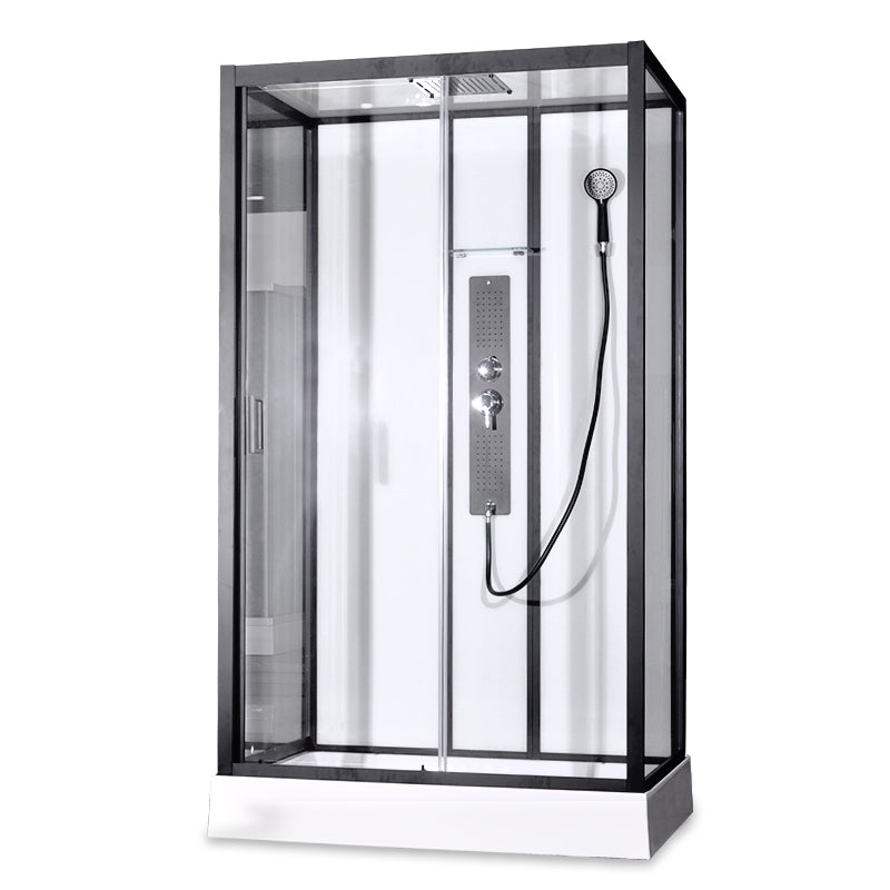 Black Framed Shower Enclosure Single Sliding Square Shower Kit