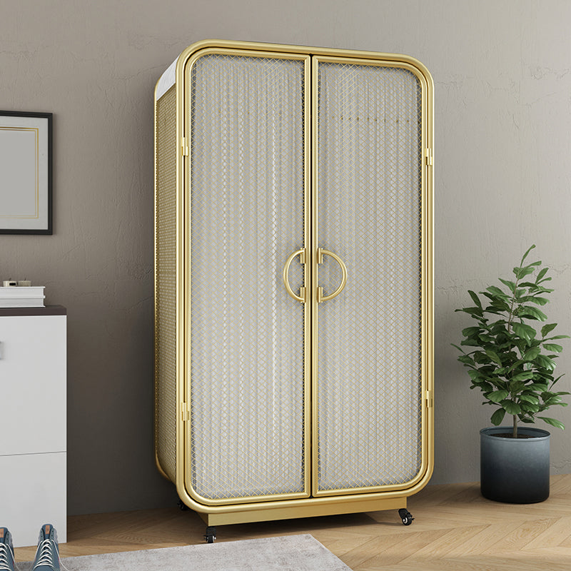 Modern Freestanding Wardrobe Armoire Metal Frame Wardrobe with Clothes Rail