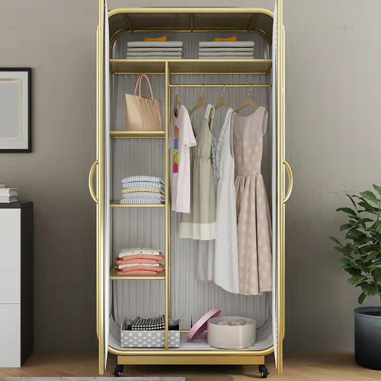 Modern Freestanding Wardrobe Armoire Metal Frame Wardrobe with Clothes Rail