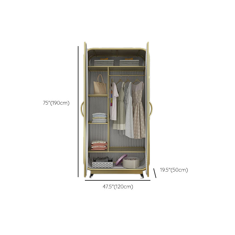 Modern Freestanding Wardrobe Armoire Metal Frame Wardrobe with Clothes Rail