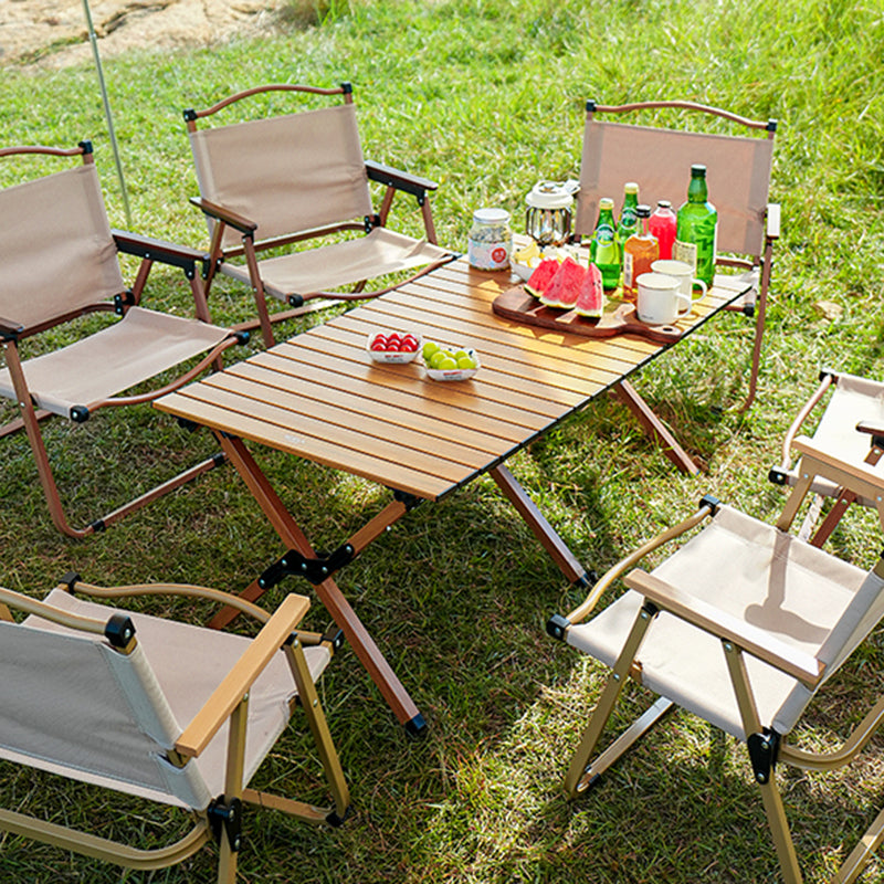 Industrial Outdoor Folding Table Aluminum Brown Camping Table