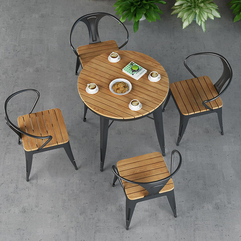 Modern Waterproof Wood Courtyard Table Geometric Outdoor Table