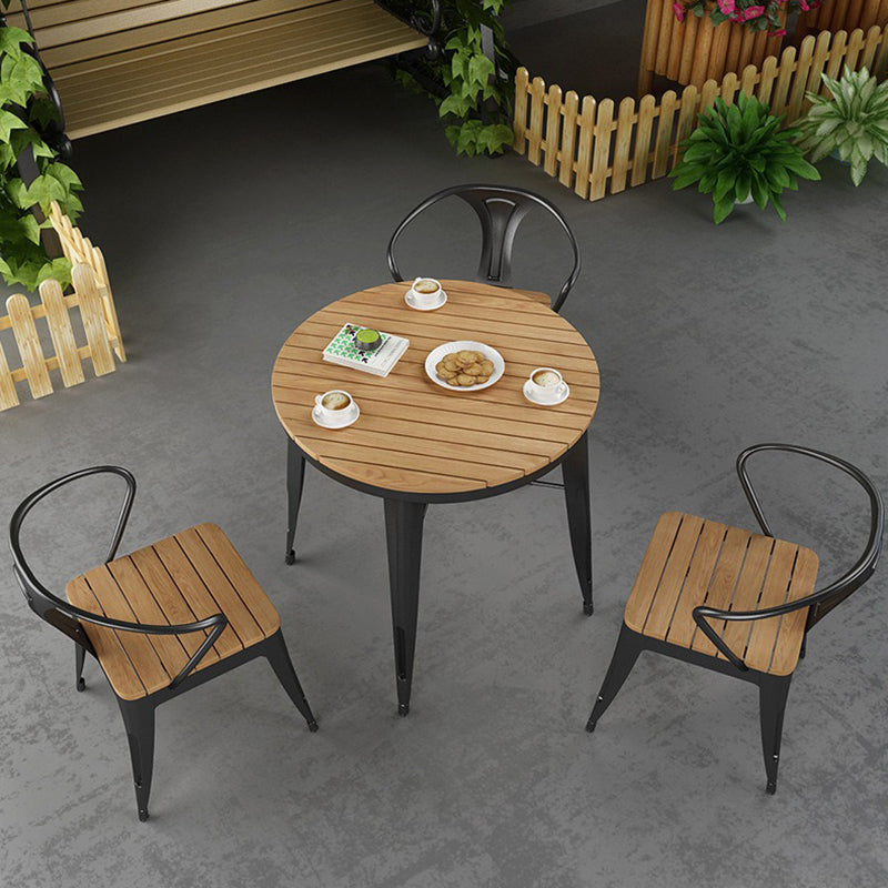 Modern Waterproof Wood Courtyard Table Geometric Outdoor Table