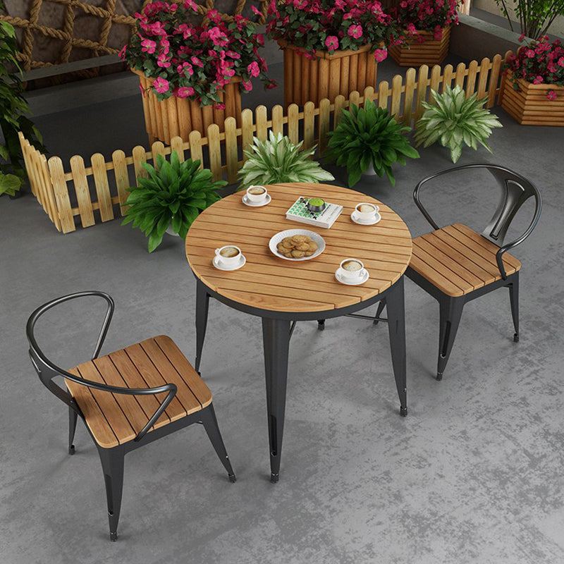 Modern Waterproof Wood Courtyard Table Geometric Outdoor Table