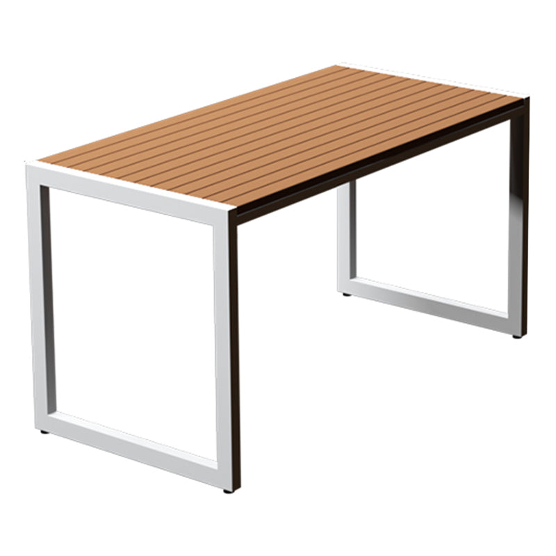 Modern Rectangle Wood Courtyard Table Waterproof Outdoor Table