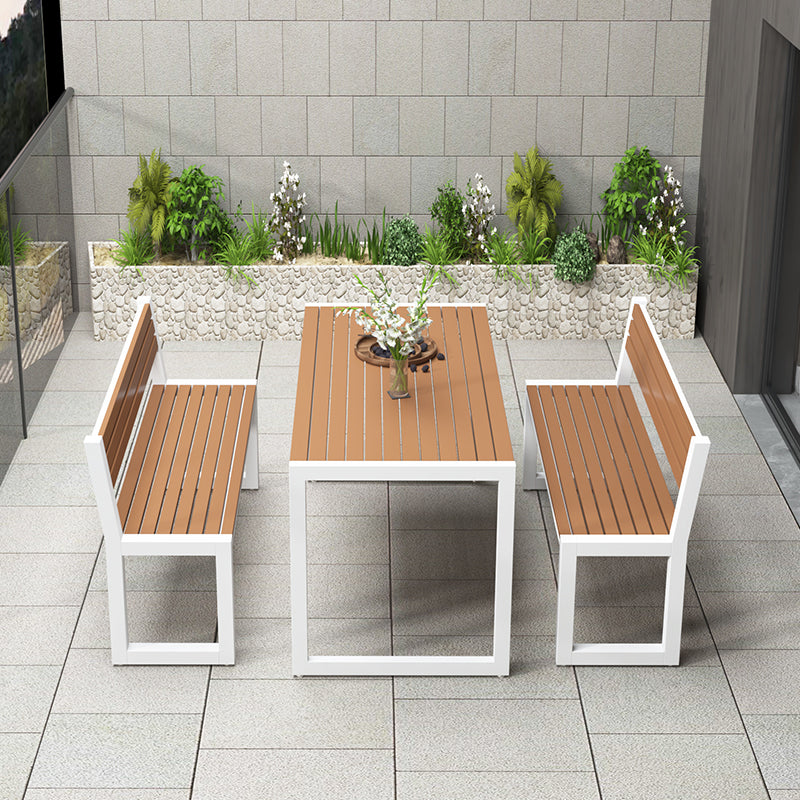 Modern Rectangle Wood Courtyard Table Waterproof Outdoor Table