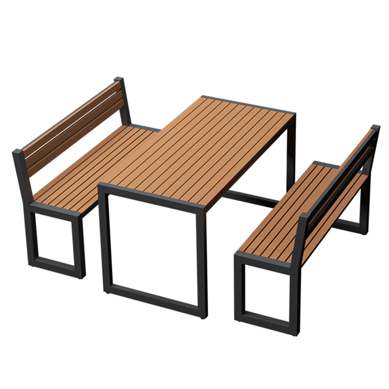 Modern Rectangle Wood Courtyard Table Waterproof Outdoor Table