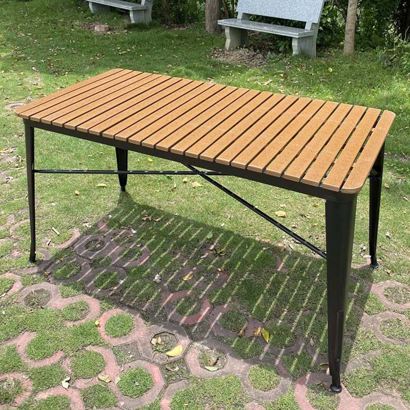 Modern Waterproof Geometric Courtyard Table Wood Outdoor Table