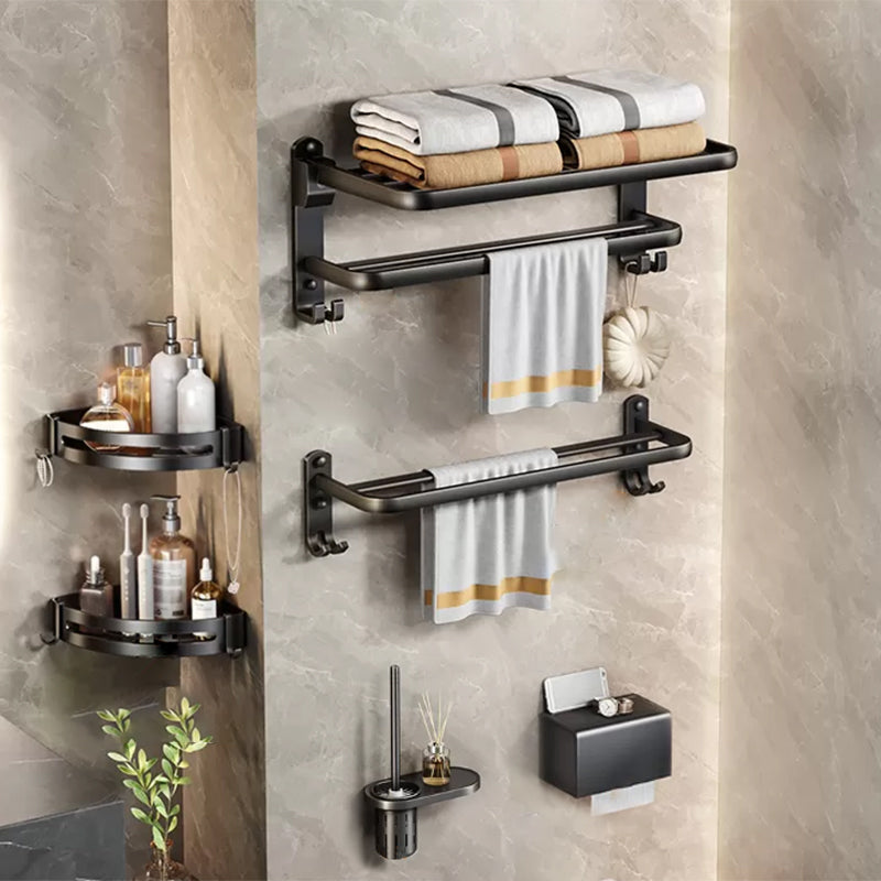 Modern Bath Hardware Set Black Bath Shelf Paper Holder Bathroom Accessory Kit