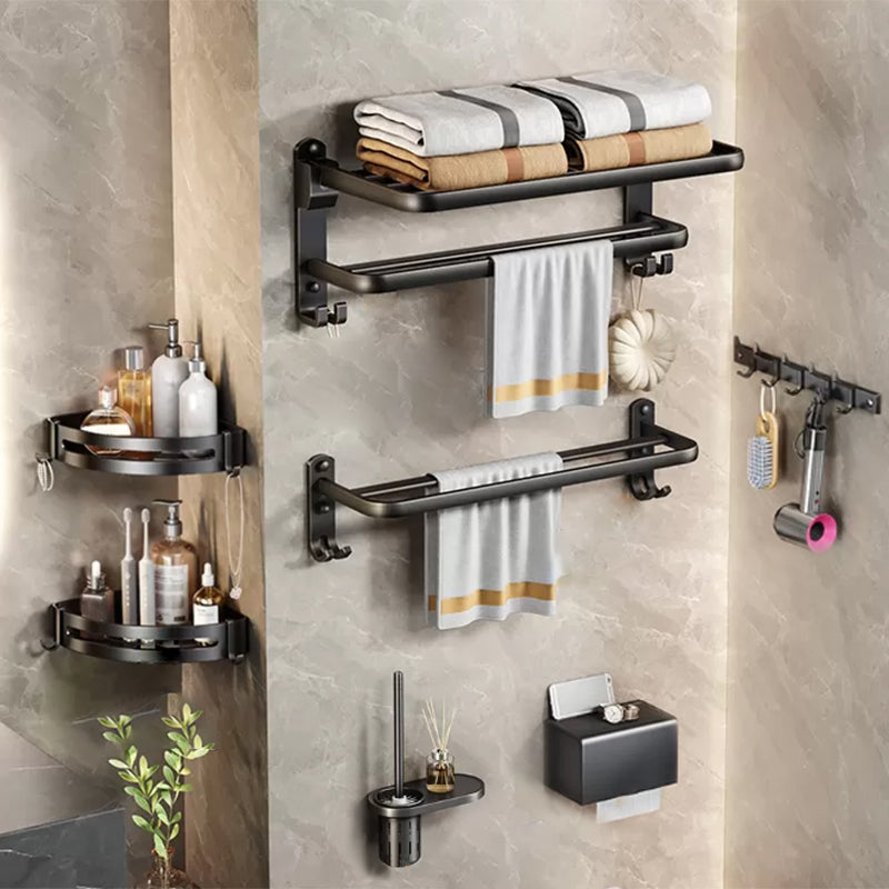 Modern Bath Hardware Set Black Bath Shelf Paper Holder Bathroom Accessory Kit