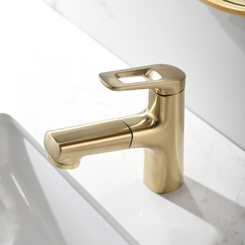 Square Low Arc Sink Faucet with Single Hole Bathroom Brass Sink Faucet