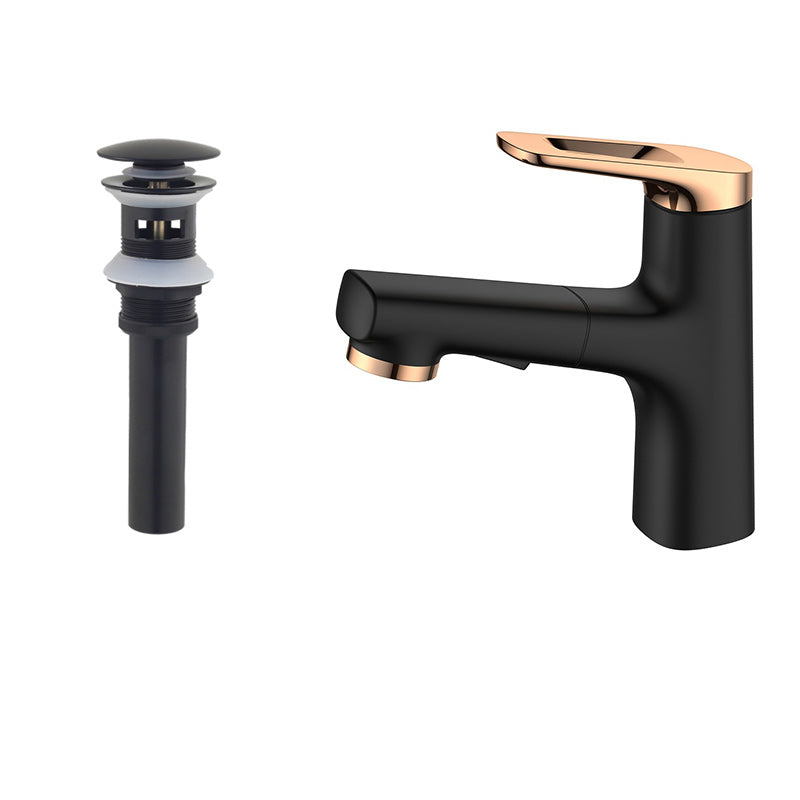 Square Low Arc Sink Faucet with Single Hole Bathroom Brass Sink Faucet