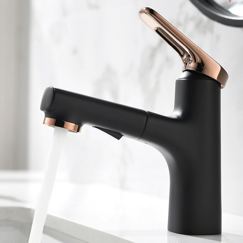 Square Low Arc Sink Faucet with Single Hole Bathroom Brass Sink Faucet