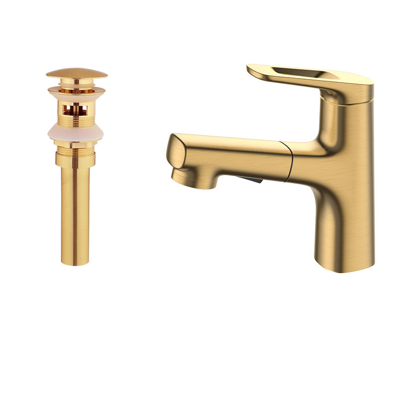 Square Low Arc Sink Faucet with Single Hole Bathroom Brass Sink Faucet